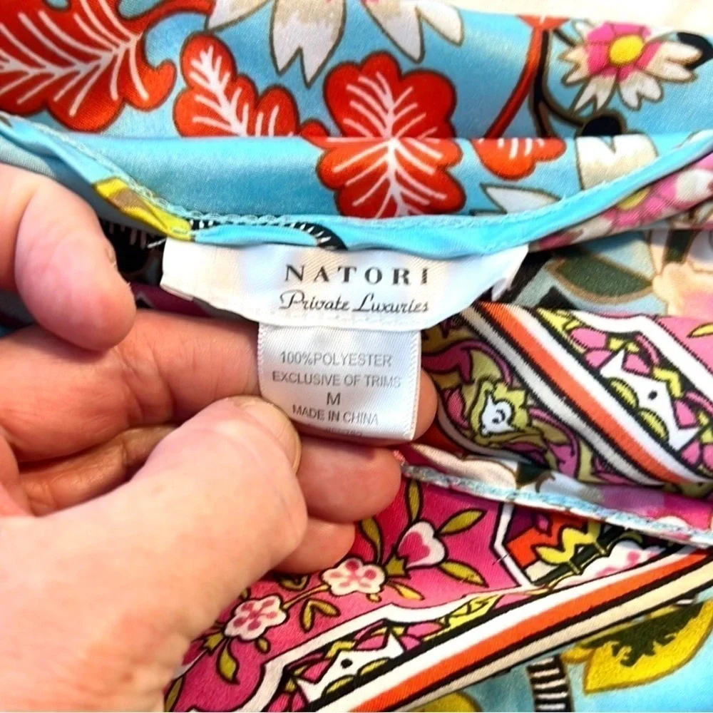 Natori Private Luxuries, Tropical Floral Slip Dress Resort Vacation Dress Size M
